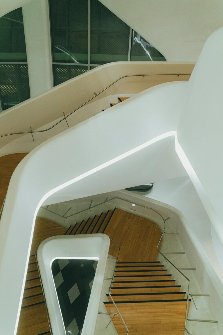 Sleek and elegant staircase with contemporary design elements in Seoul, South Korea.